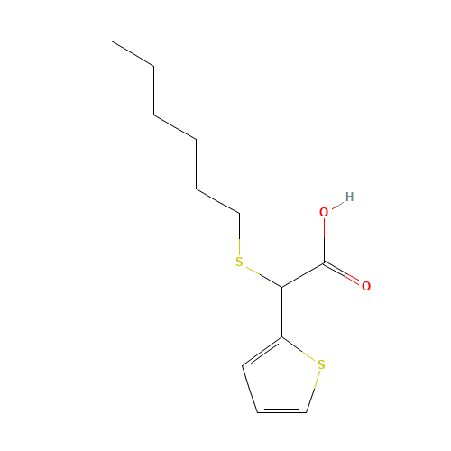 2-hexylsulfanyl-2-thiophen-2-ylacetic acid (CAS: 186026-08-4) - Chemical Structure and Molecular Formula 