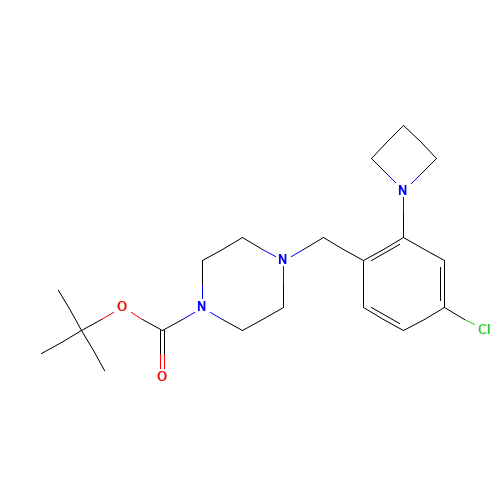 tert-butyl 4-[[2-(azetidin-1-yl)-4-chlorophenyl]methyl]piperazine-1-carboxylate (CAS: 1446819-24-4) - Chemical Structure and Molecular Formula 