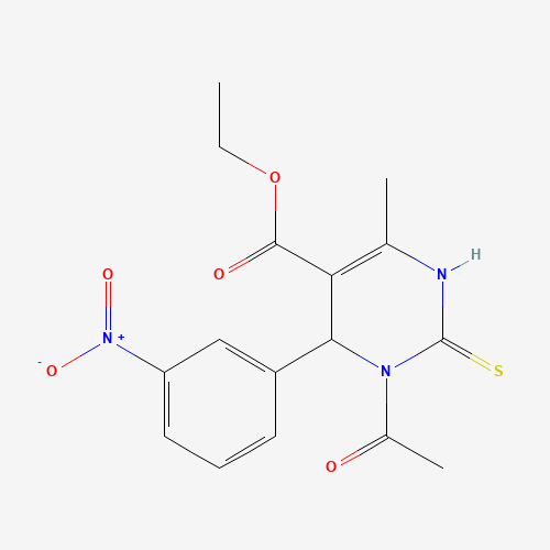 ethyl 3-acetyl-6-methyl-4-(3-nitrophenyl)-2-sulfanylidene-1,4-dihydropyrimidine-5-carboxylate (CAS: 111535-63-8) - Chemical Structure and Molecular Formula 