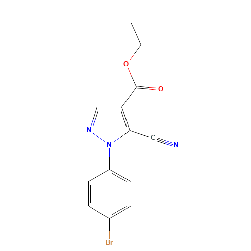 ethyl 1-(4-bromophenyl)-5-cyanopyrazole-4-carboxylate (CAS: 98475-71-9) - Chemical Structure and Molecular Formula 