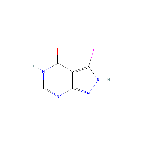 3-iodo-1,2-dihydropyrazolo[3,4-d]pyrimidin-4-one (CAS: 144750-83-4) - Chemical Structure and Molecular Formula 