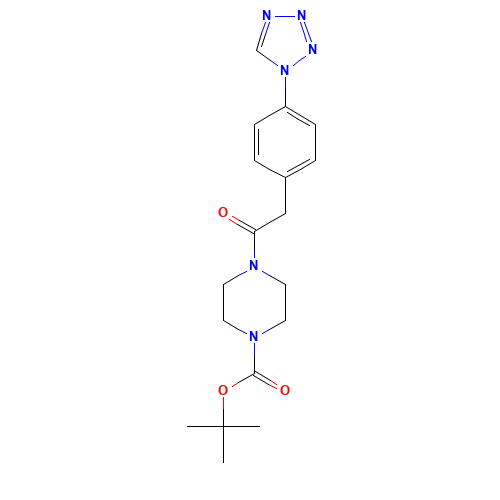 tert-butyl 4-[2-[4-(tetrazol-1-yl)phenyl]acetyl]piperazine-1-carboxylate (CAS: 1293308-05-0) - Chemical Structure and Molecular Formula 