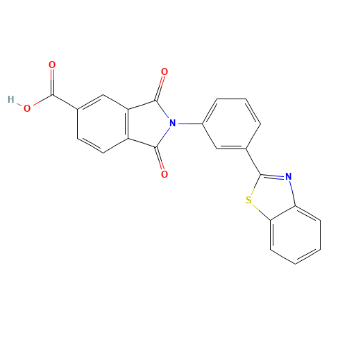 2-[3-(1,3-benzothiazol-2-yl)phenyl]-1,3-dioxoisoindole-5-carboxylic acid (CAS: 380870-70-2) - Chemical Structure and Molecular Formula 