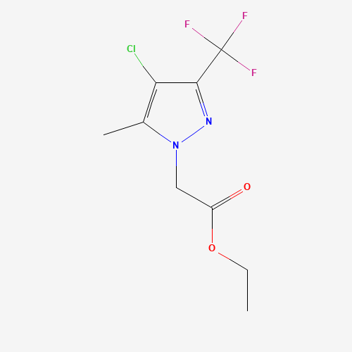 ethyl 2-[4-chloro-5-methyl-3-(trifluoromethyl)pyrazol-1-yl]acetate (CAS: 345237-74-3) - Chemical Structure and Molecular Formula 