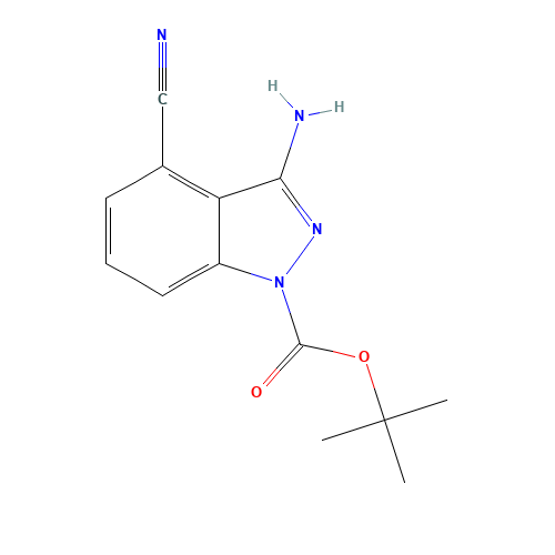tert-butyl 3-amino-4-cyanoindazole-1-carboxylate (CAS: 1240518-55-1) - Chemical Structure and Molecular Formula 