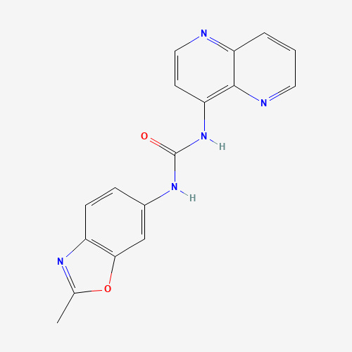 1-(2-methyl-1,3-benzoxazol-6-yl)-3-(1,5-naphthyridin-4-yl)urea (CAS: 792173-99-0) - Chemical Structure and Molecular Formula 