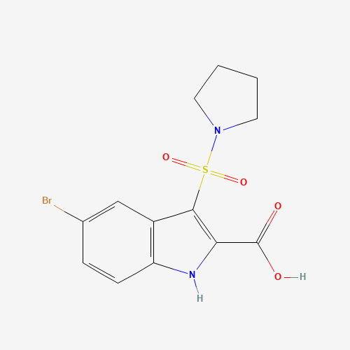 5-bromo-3-pyrrolidin-1-ylsulfonyl-1H-indole-2-carboxylic acid (CAS: 918494-39-0) - Chemical Structure and Molecular Formula 