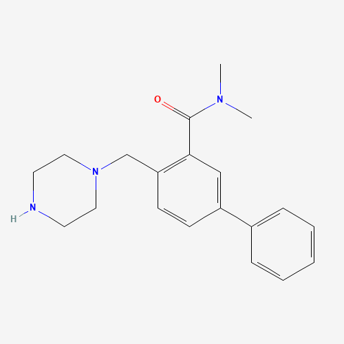 N,N-dimethyl-5-phenyl-2-(piperazin-1-ylmethyl)benzamide (CAS: 1446819-61-9) - Chemical Structure and Molecular Formula 
