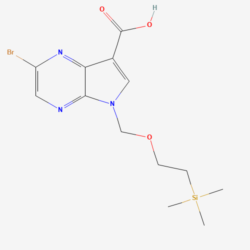 2-bromo-5-(2-trimethylsilylethoxymethyl)pyrrolo[2,3-b]pyrazine-7-carboxylic acid (CAS: 1334674-90-6) - Chemical Structure and Molecular Formula 