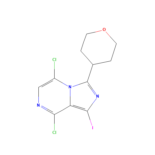 5,8-dichloro-1-iodo-3-(oxan-4-yl)imidazo[1,5-a]pyrazine (CAS: 1419223-10-1) - Chemical Structure and Molecular Formula 
