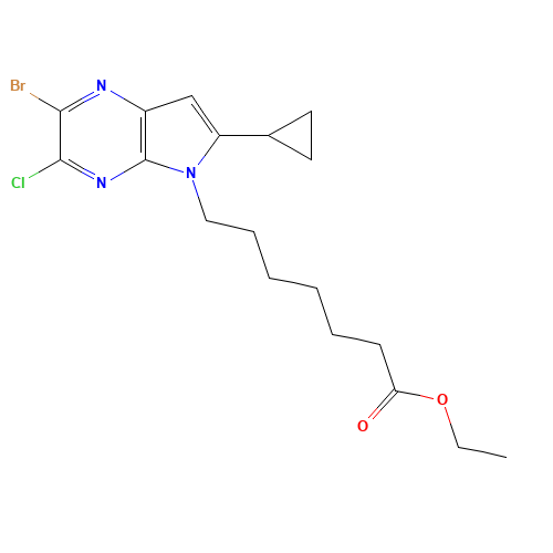 ethyl 7-(2-bromo-3-chloro-6-cyclopropylpyrrolo[2,3-b]pyrazin-5-yl)heptanoate (CAS: 1447770-53-7) - Related Chemical Product