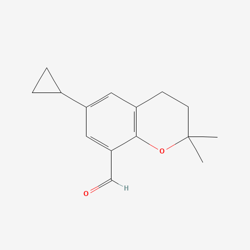 6-cyclopropyl-2,2-dimethyl-3,4-dihydrochromene-8-carbaldehyde (CAS: 1350761-50-0) - Chemical Structure and Molecular Formula 