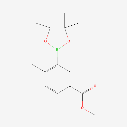 methyl 4-methyl-3-(4,4,5,5-tetramethyl-1,3,2-dioxaborolan-2-yl)benzoate (CAS: 882679-40-5) - Chemical Structure and Molecular Formula 