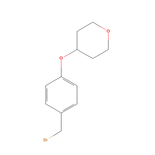 4-[4-(bromomethyl)phenoxy]oxane (CAS: 906352-72-5) - Chemical Structure and Molecular Formula 