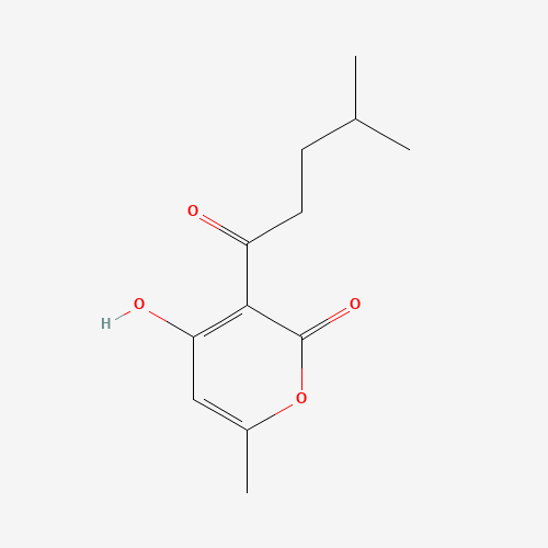 4-hydroxy-6-methyl-3-(4-methylpentanoyl)pyran-2-one (CAS: 23800-56-8) - Chemical Structure and Molecular Formula 