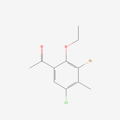 1-(3-bromo-5-chloro-2-ethoxy-4-methylphenyl)ethanone (CAS: 1426700-25-5) - Chemical Structure and Molecular Formula 