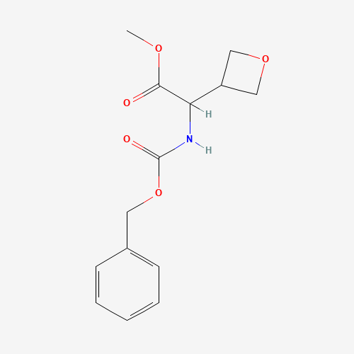 methyl 2-(oxetan-3-yl)-2-(phenylmethoxycarbonylamino)acetate (CAS: 1255717-04-4) - Chemical Structure and Molecular Formula 