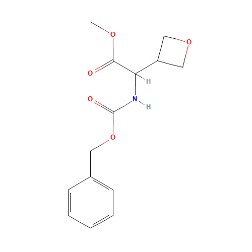 methyl 2-(oxetan-3-yl)-2-(phenylmethoxycarbonylamino)acetate (CAS: 1255717-04-4) - Chemical Structure and Molecular Formula 