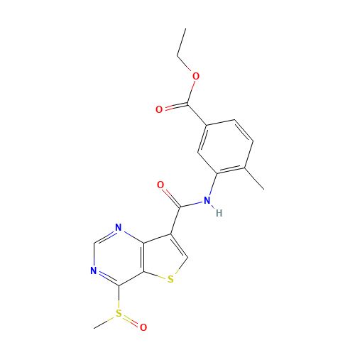 ethyl 4-methyl-3-[(4-methylsulfinylthieno[3,2-d]pyrimidine-7-carbonyl)amino]benzoate (CAS: 1318242-78-2) - Related Chemical Product