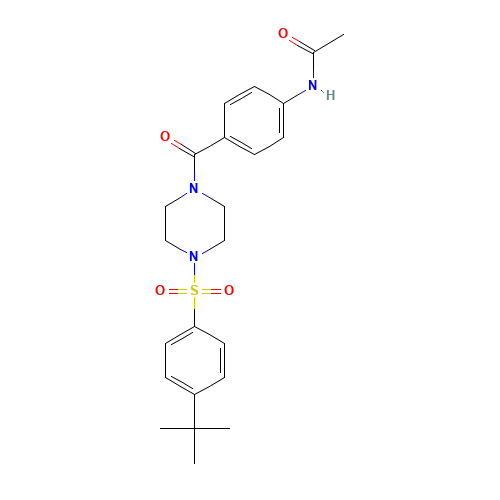 N-[4-[4-(4-tert-butylphenyl)sulfonylpiperazine-1-carbonyl]phenyl]acetamide (CAS: 951250-31-0) - Chemical Structure and Molecular Formula 