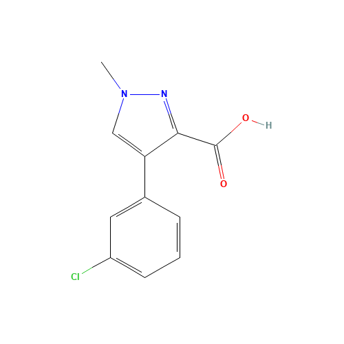 4-(3-chlorophenyl)-1-methylpyrazole-3-carboxylic acid (CAS: 1092506-51-8) - Chemical Structure and Molecular Formula 