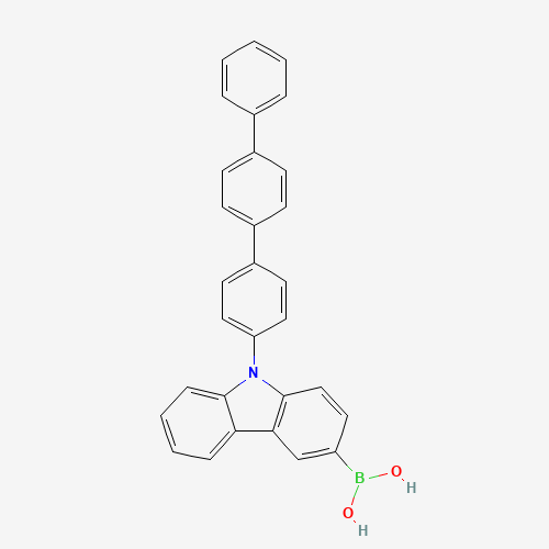 [9-[4-(4-phenylphenyl)phenyl]carbazol-3-yl]boronic acid (CAS: 1141017-95-9) - Chemical Structure and Molecular Formula 