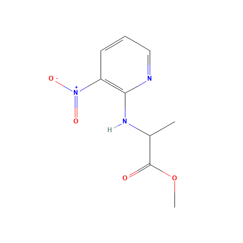 methyl 2-[(3-nitropyridin-2-yl)amino]propanoate (CAS: 146294-95-3) - Chemical Structure and Molecular Formula 