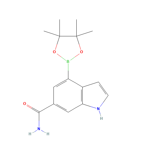 4-(4,4,5,5-tetramethyl-1,3,2-dioxaborolan-2-yl)-1H-indole-6-carboxamide (CAS: 955978-86-6) - Chemical Structure and Molecular Formula 
