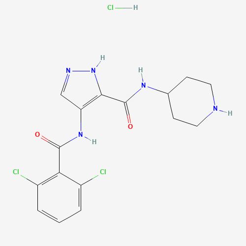 4-[(2,6-dichlorobenzoyl)amino]-N-piperidin-4-yl-1H-pyrazole-5-carboxamide;hydrochloride (CAS: 902135-91-5) - Related Chemical Product