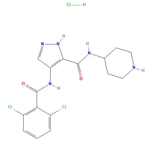 4-[(2,6-dichlorobenzoyl)amino]-N-piperidin-4-yl-1H-pyrazole-5-carboxamide;hydrochloride (CAS: 902135-91-5) - Related Chemical Product