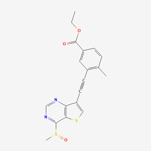 ethyl 4-methyl-3-[2-(4-methylsulfinylthieno[3,2-d]pyrimidin-7-yl)ethynyl]benzoate (CAS: 1318132-90-9) - Chemical Structure and Molecular Formula 