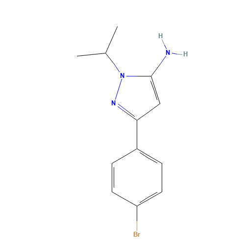 5-(4-bromophenyl)-2-propan-2-ylpyrazol-3-amine (CAS: 1017781-30-4) - Chemical Structure and Molecular Formula 