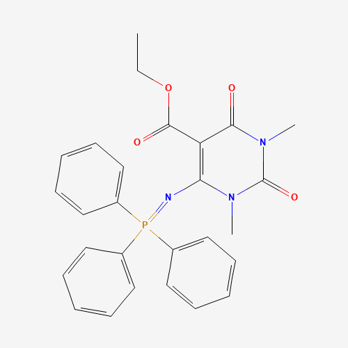 ethyl 1,3-dimethyl-2,4-dioxo-6-[(triphenyl-$l^{5}-phosphanylidene)amino]pyrimidine-5-carboxylate (CAS: 99747-55-4) - Chemical Structure and Molecular Formula 