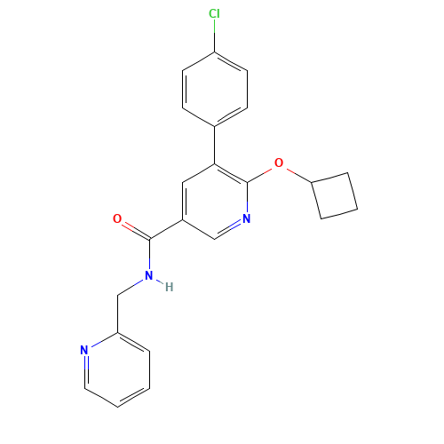 5-(4-chlorophenyl)-6-cyclobutyloxy-N-(pyridin-2-ylmethyl)pyridine-3-carboxamide (CAS: 1364676-84-5) - Related Chemical Product