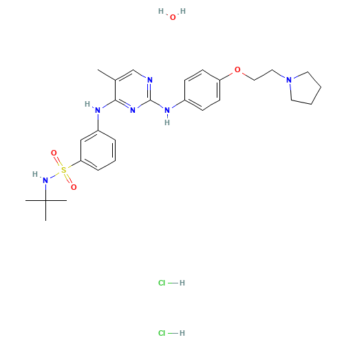 N-tert-butyl-3-[[5-methyl-2-[4-(2-pyrrolidin-1-ylethoxy)anilino]pyrimidin-4-yl]amino]benzenesulfonamide (CAS: 1374744-69-0) - Related Chemical Product