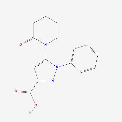 5-(2-oxopiperidin-1-yl)-1-phenylpyrazole-3-carboxylic acid (CAS: 1409972-69-5) - Chemical Structure and Molecular Formula 