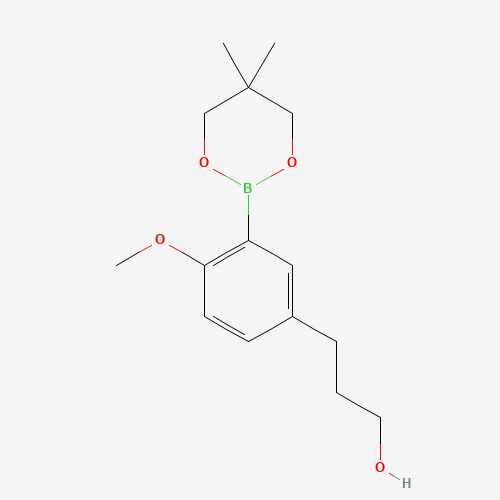 3-[3-(5,5-dimethyl-1,3,2-dioxaborinan-2-yl)-4-methoxyphenyl]propan-1-ol (CAS: 1374135-96-2) - Chemical Structure and Molecular Formula 