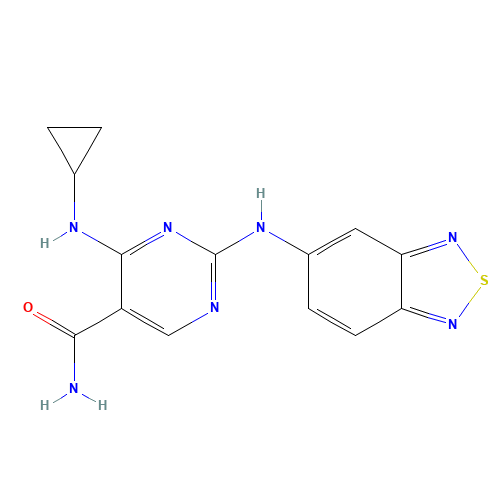 2-(2,1,3-benzothiadiazol-5-ylamino)-4-(cyclopropylamino)pyrimidine-5-carboxamide (CAS: 1198302-92-9) - Related Chemical Product