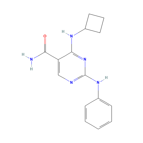 2-anilino-4-(cyclobutylamino)pyrimidine-5-carboxamide (CAS: 1198301-99-3) - Chemical Structure and Molecular Formula 