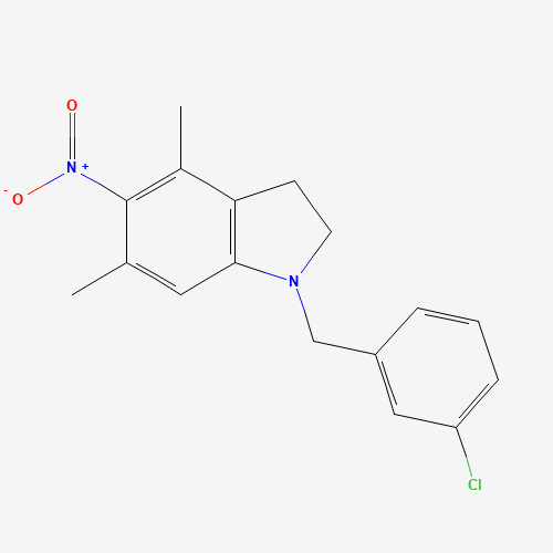 1-[(3-chlorophenyl)methyl]-4,6-dimethyl-5-nitro-2,3-dihydroindole (CAS: 1114453-38-1) - Related Chemical Product