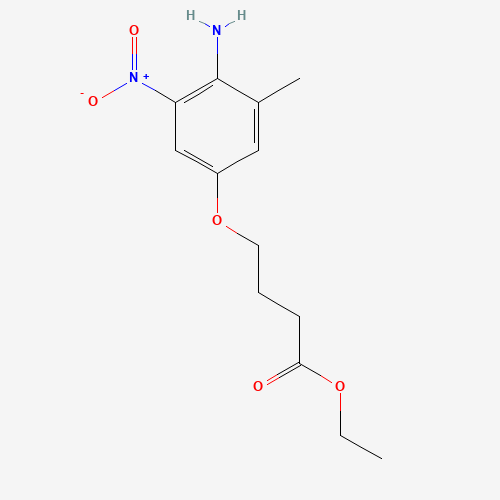 ethyl 4-(4-amino-3-methyl-5-nitrophenoxy)butanoate (CAS: 808743-59-1) - Chemical Structure and Molecular Formula 