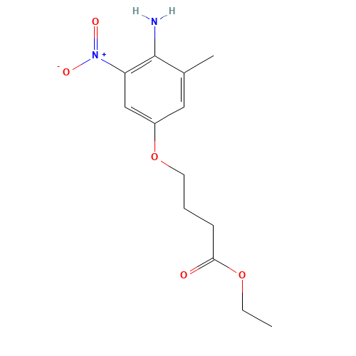 ethyl 4-(4-amino-3-methyl-5-nitrophenoxy)butanoate (CAS: 808743-59-1) - Chemical Structure and Molecular Formula 