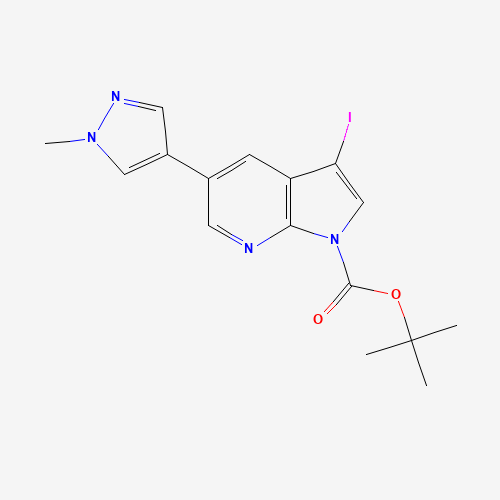 tert-butyl 3-iodo-5-(1-methylpyrazol-4-yl)pyrrolo[2,3-b]pyridine-1-carboxylate (CAS: 1093676-94-8) - Chemical Structure and Molecular Formula 