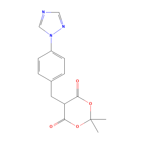 2,2-dimethyl-5-[[4-(1,2,4-triazol-1-yl)phenyl]methyl]-1,3-dioxane-4,6-dione (CAS: 1599529-44-8) - Chemical Structure and Molecular Formula 