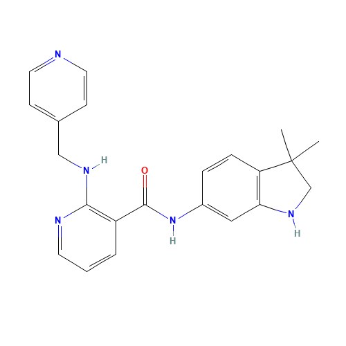 N-(3,3-dimethyl-1,2-dihydroindol-6-yl)-2-(pyridin-4-ylmethylamino)pyridine-3-carboxamide (CAS: 453562-69-1) - Chemical Structure and Molecular Formula 