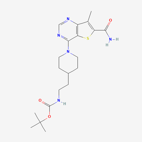 tert-butyl N-[2-[1-(6-carbamoyl-7-methylthieno[3,2-d]pyrimidin-4-yl)piperidin-4-yl]ethyl]carbamate (CAS: 1431412-43-9) - Chemical Structure and Molecular Formula 