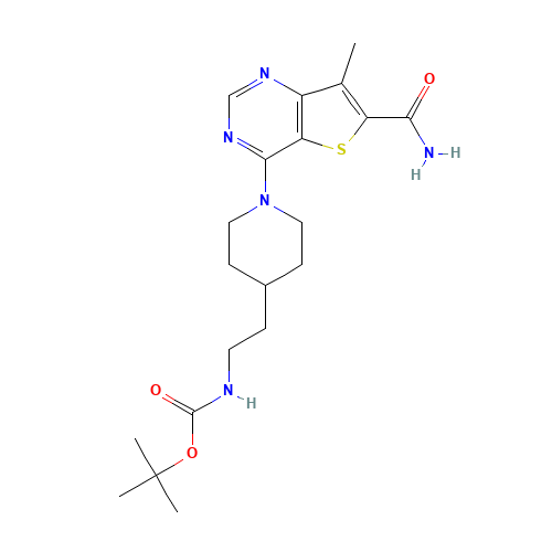 tert-butyl N-[2-[1-(6-carbamoyl-7-methylthieno[3,2-d]pyrimidin-4-yl)piperidin-4-yl]ethyl]carbamate (CAS: 1431412-43-9) - Related Chemical Product