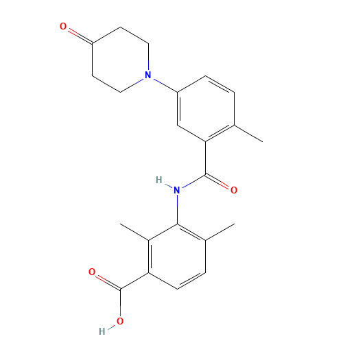 2,4-dimethyl-3-[[2-methyl-5-(4-oxopiperidin-1-yl)benzoyl]amino]benzoic acid (CAS: 1529761-11-2) - Chemical Structure and Molecular Formula 