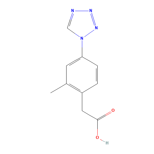 2-[2-methyl-4-(tetrazol-1-yl)phenyl]acetic acid (CAS: 1374573-70-2) - Chemical Structure and Molecular Formula 