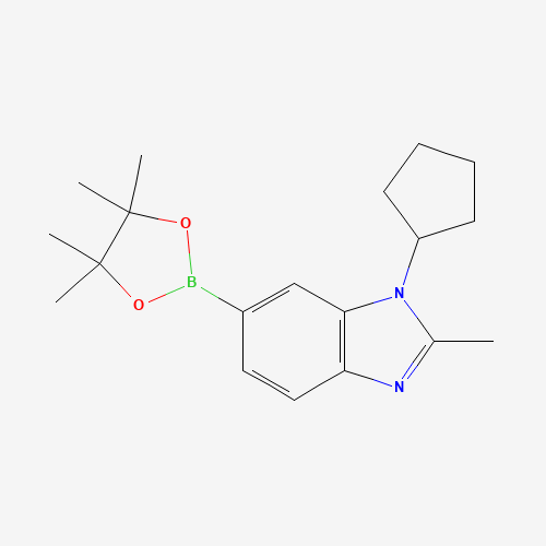 1-cyclopentyl-2-methyl-6-(4,4,5,5-tetramethyl-1,3,2-dioxaborolan-2-yl)benzimidazole (CAS: 1231930-39-4) - Chemical Structure and Molecular Formula 